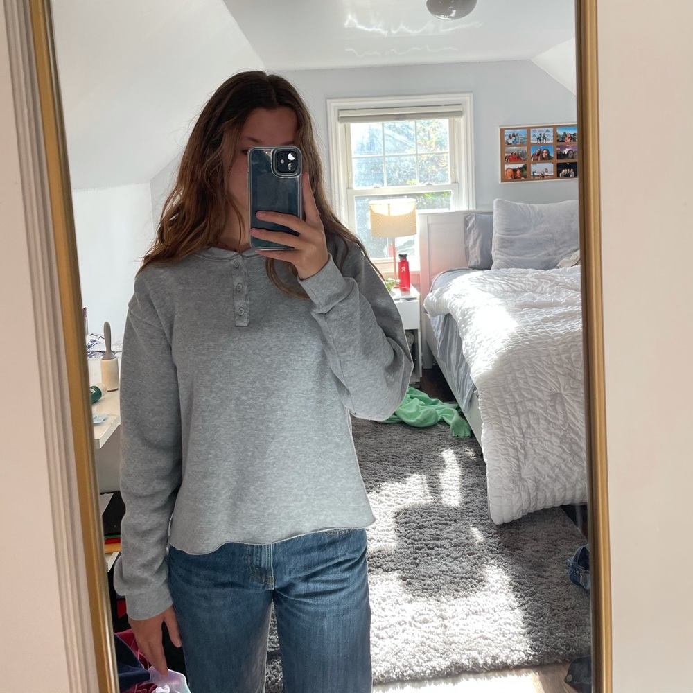 Brandy Melville Grey button sweater